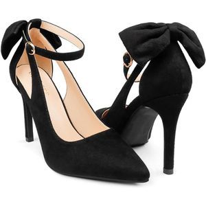 Womens Bow Knot High Heels Pointed Toe Stiletto Ankle Strap D'Orsay Pumps